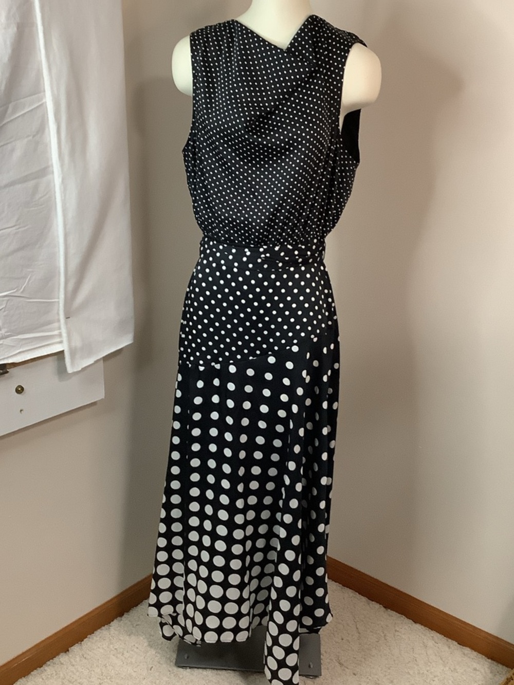Banana Republic Black and White Polka Dot Maxi Dress Size 14